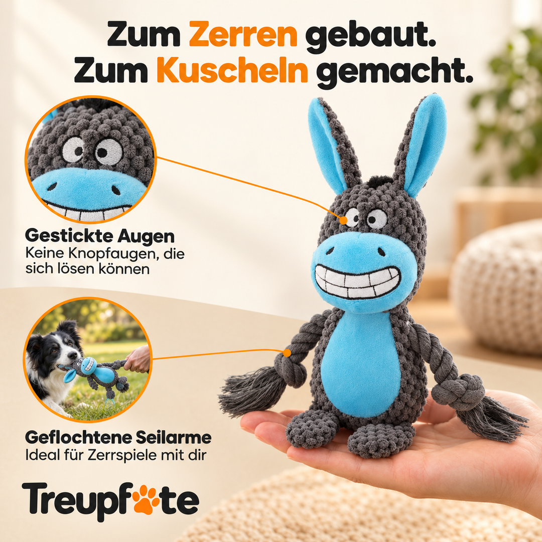 Treupfote Plüschfreunde – Hundespielzeug mit Seilarmen