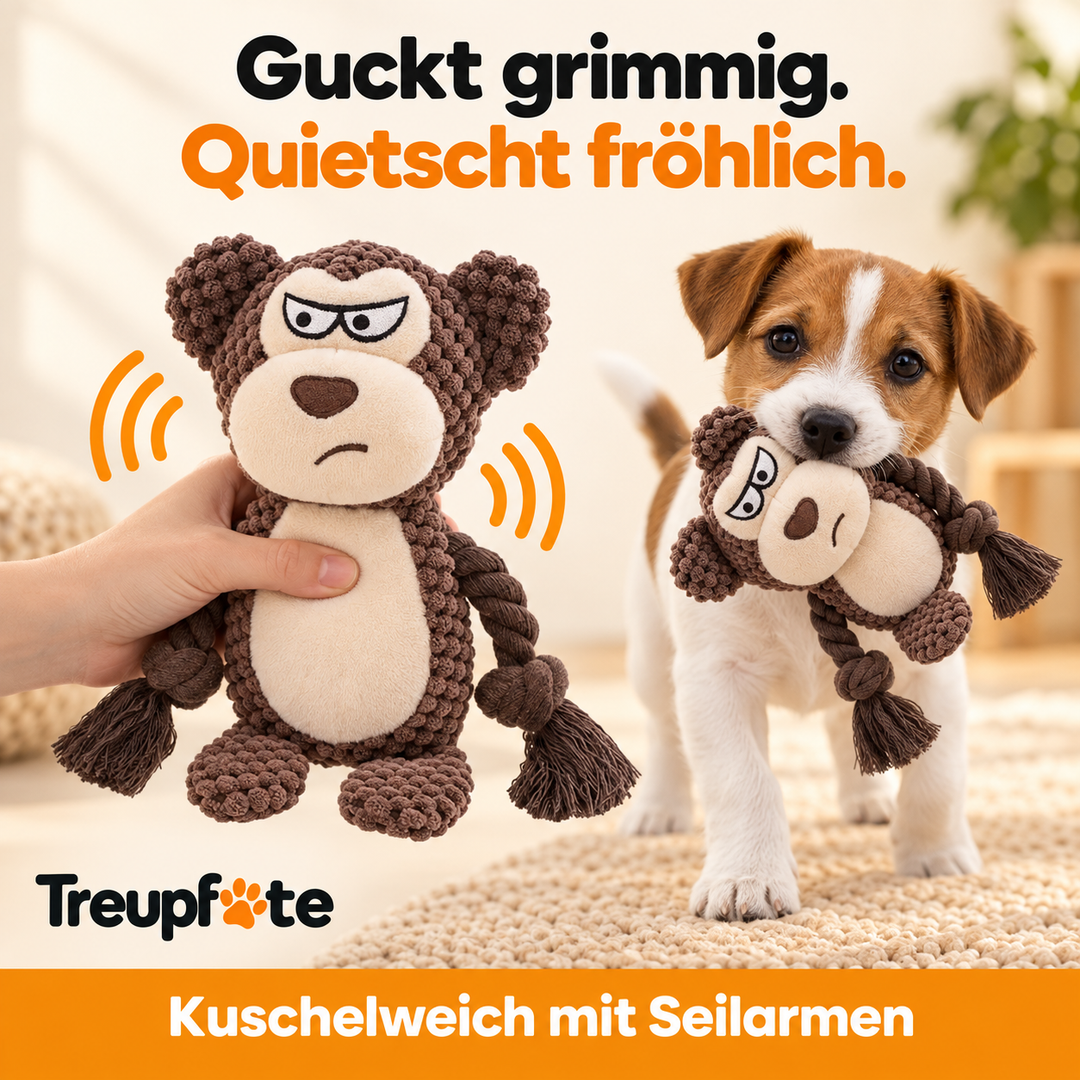 Treupfote Plüschfreunde – Hundespielzeug mit Seilarmen