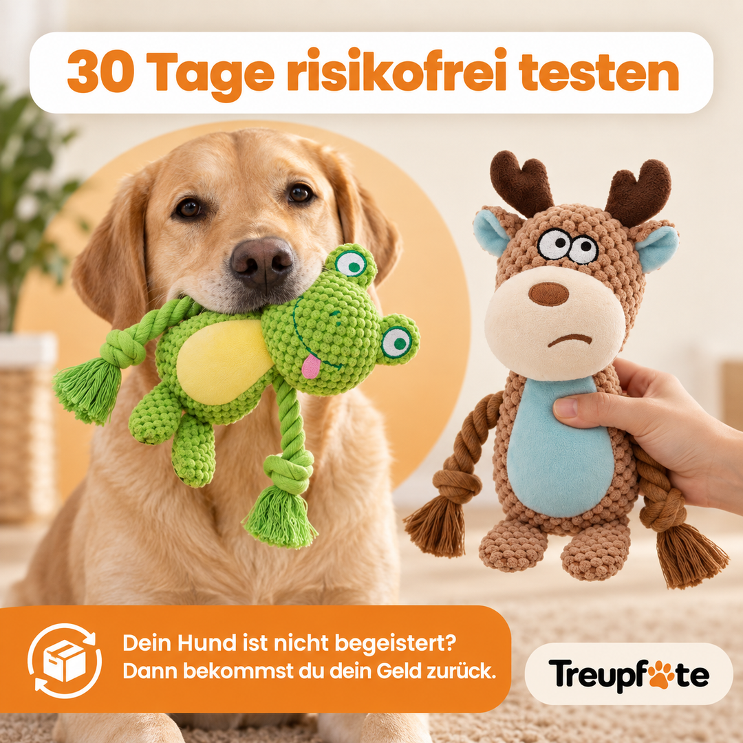 Treupfote Plüschfreunde – Hundespielzeug mit Seilarmen