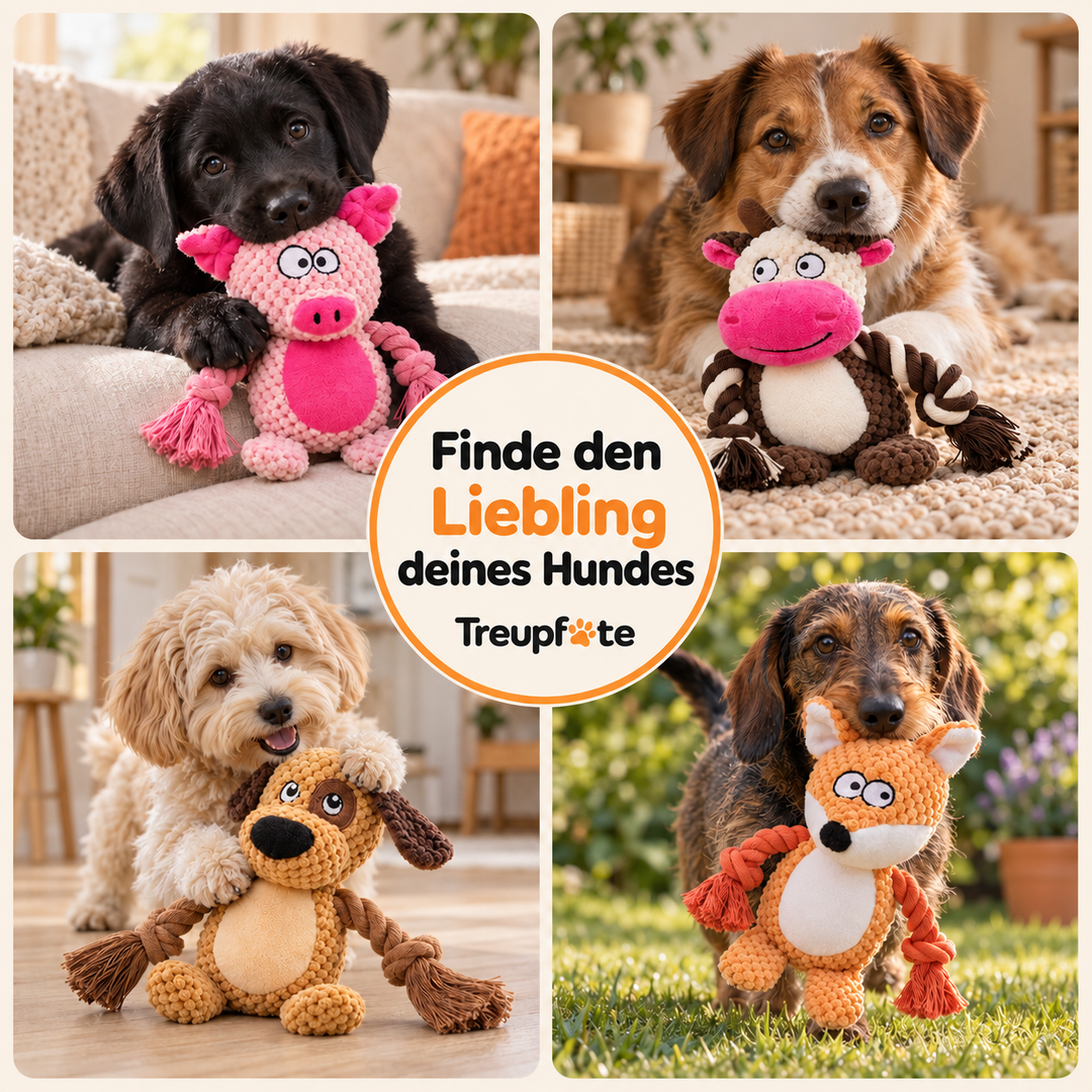 Treupfote Plüschfreunde – Hundespielzeug mit Seilarmen
