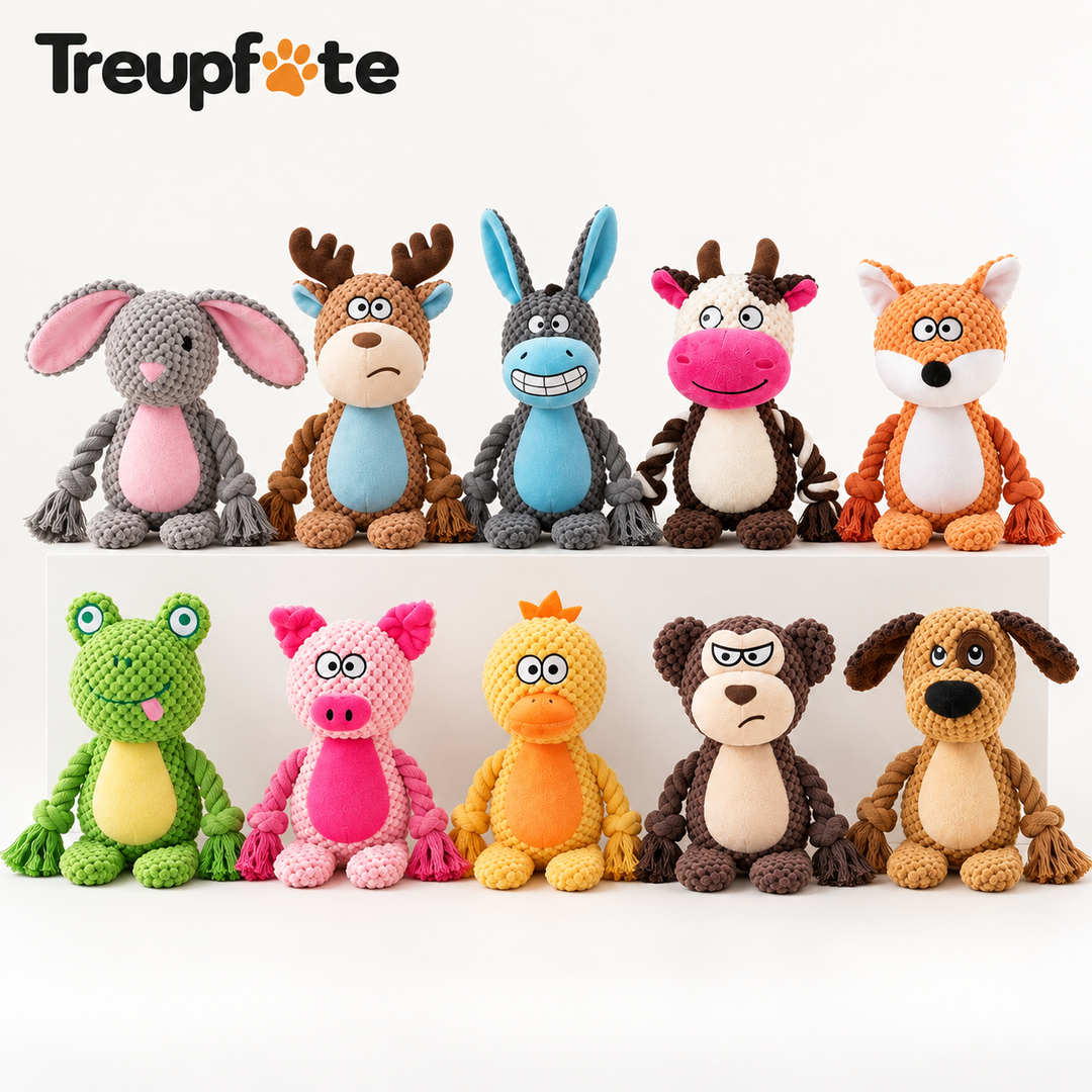 Treupfote Plüschfreunde – Hundespielzeug mit Seilarmen