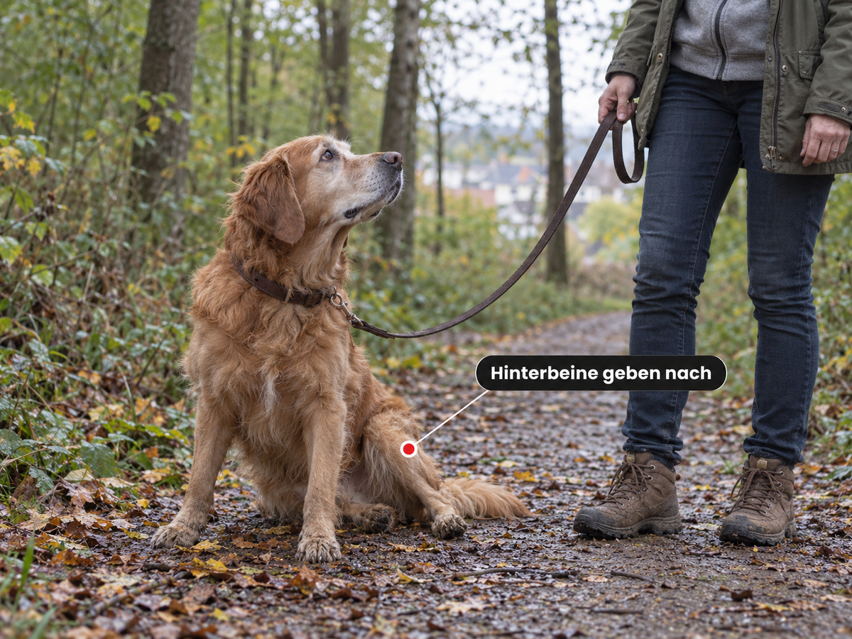 Älterer Hund liegt eng an seine Besitzerin gekuschelt auf dem Sofa.