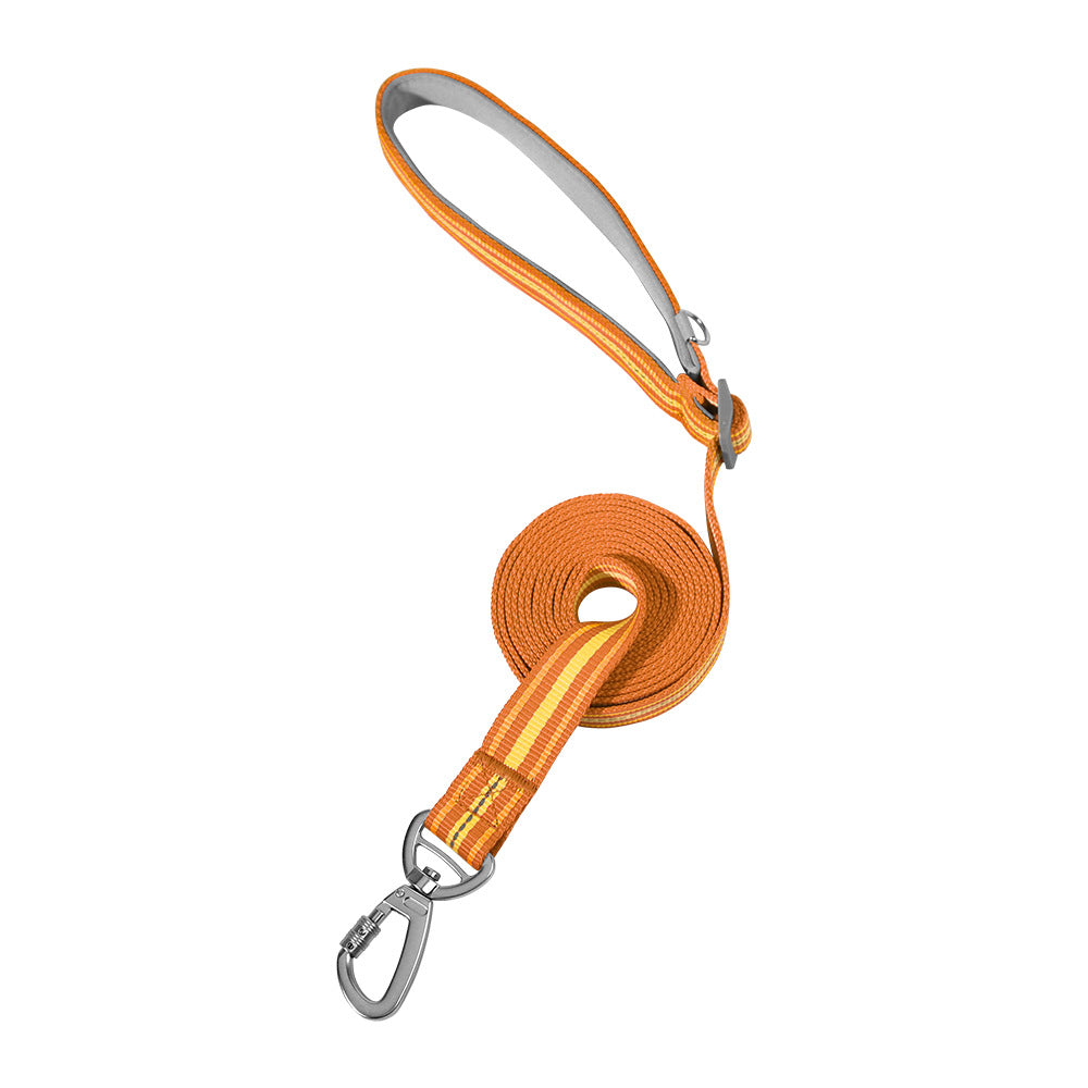 Verstellbare Hundeleine 2,5 m in Orange mit gepolstertem Griff und Reflexstreifen